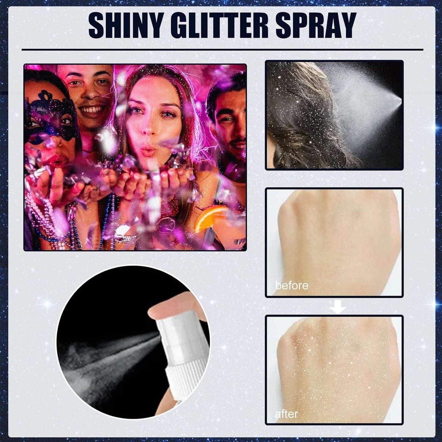 Body Glitter Spray 60ml Bright Glitter Face Makeup Spray 60ml