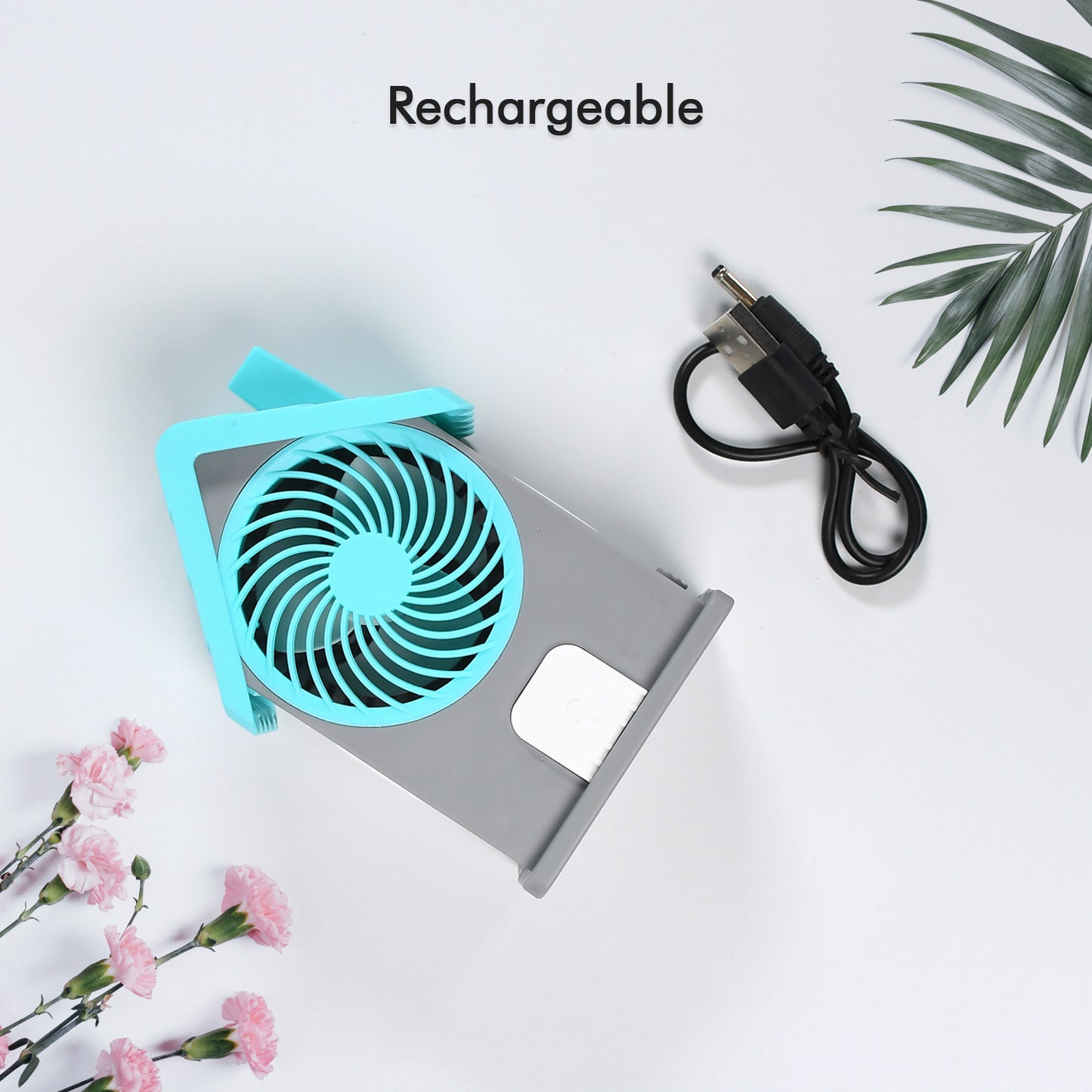 4799 Mini House Fan House Design Rechargeable Portable Personal Desk Fan For Home  Office  Kids Use (Battery Not Include)